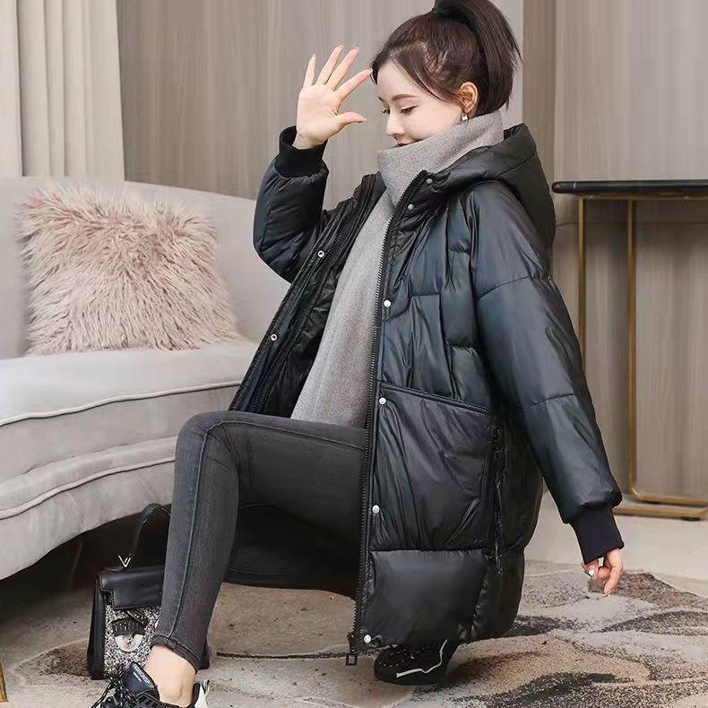 Autumn Winter Thicken Warm Long Parka Women Solid Color Loose Puffer Hooded Coat Jackets Outwear