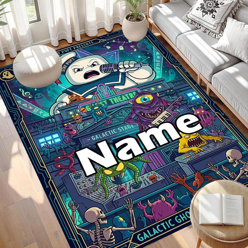 Custom Name Personalized Ghostbusters Print Carpet, Versatile Home Decor Rug, for Playroom, Apartment, Balcony, Entryway, Hallway Gift