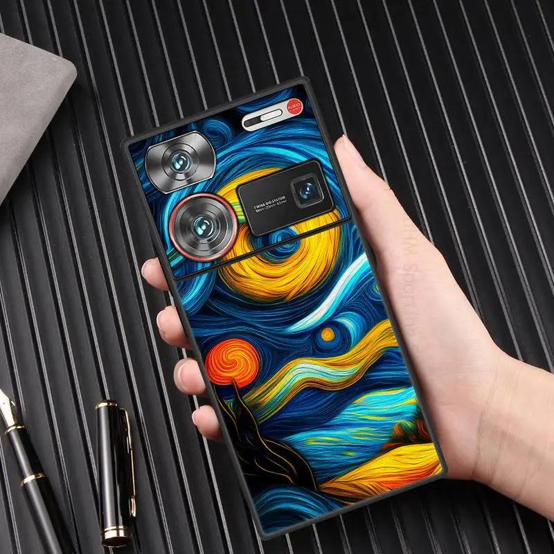 Capa For ZTE Nubia Z60 Ultra Starry Night Moon Leather Phone Case For Nubia Z50S Pro Soft Silicone Bumper Phone Cover For Nubia Z60 Z50 Ultra Fundas