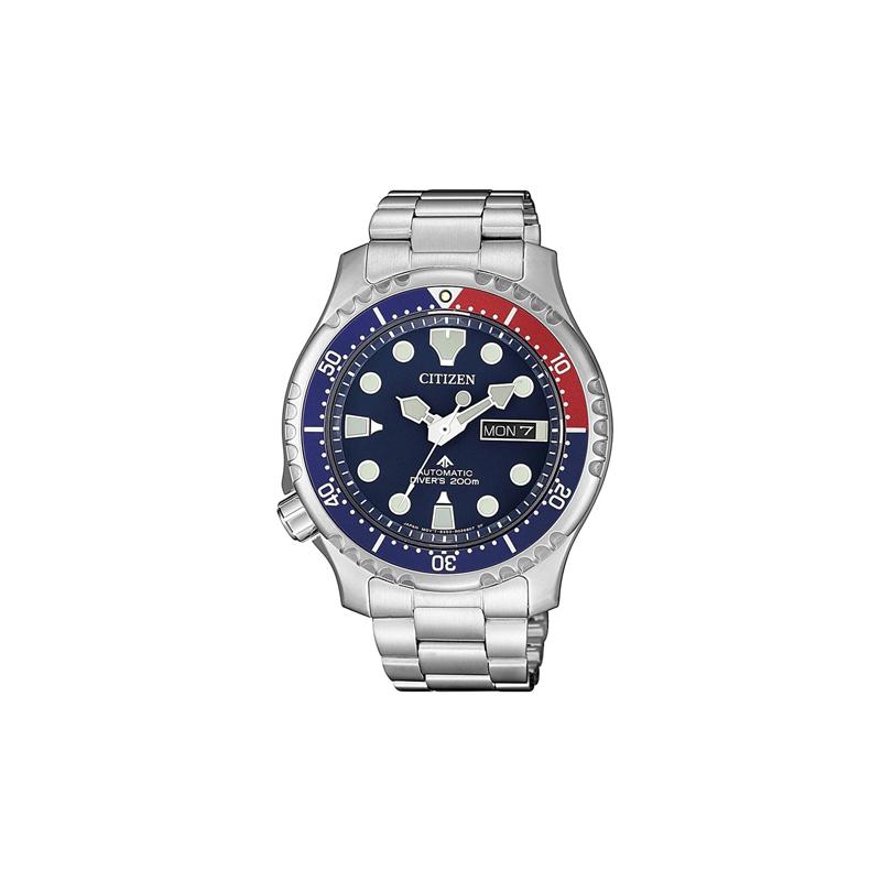 Citizen Мужские часы Promaster Series Diving Marine с автоматическим механизмом и стальным ремешком, синий циферблат NY0086-83L