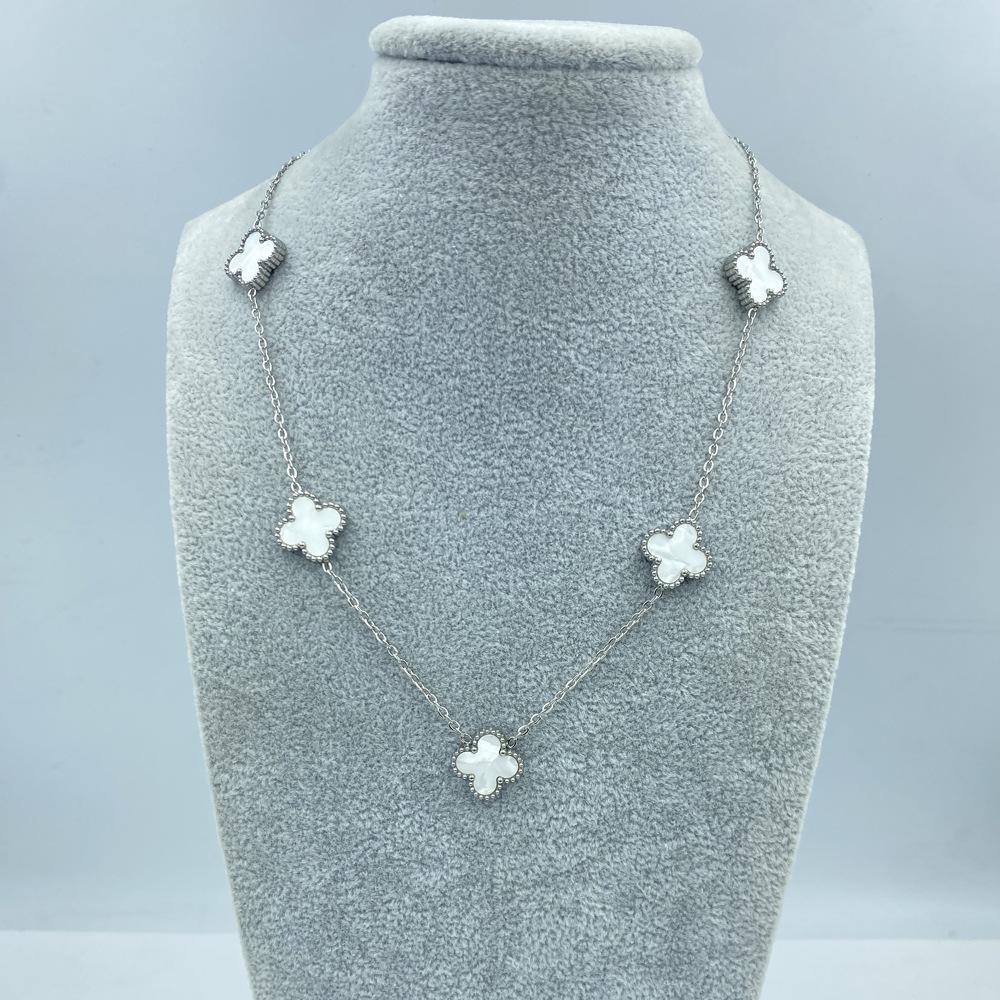 13MM Titanium Steel 5 Flowers Necklace Fashion Titanium Steel Four Leaf Clover Ladies Necklace