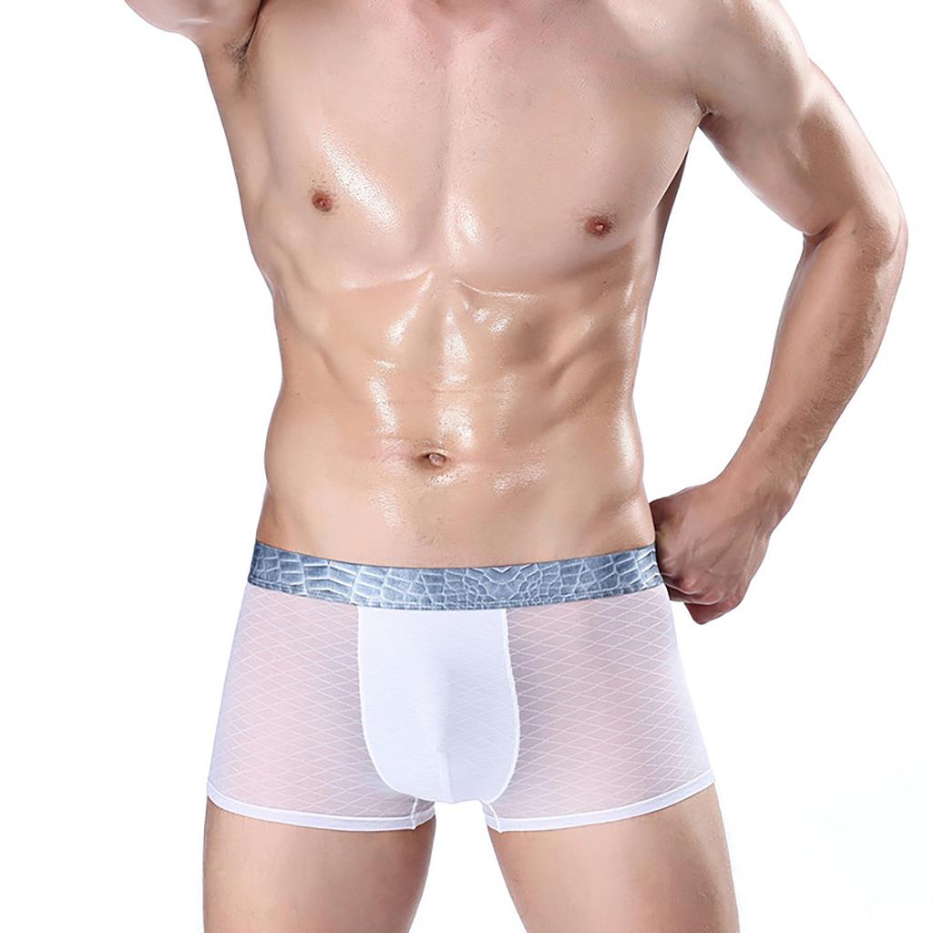 MuscleMan Мужское нижнее белье Лоскутное цветное ледяное шелковое сексуальное дышащее трусы-боксеры