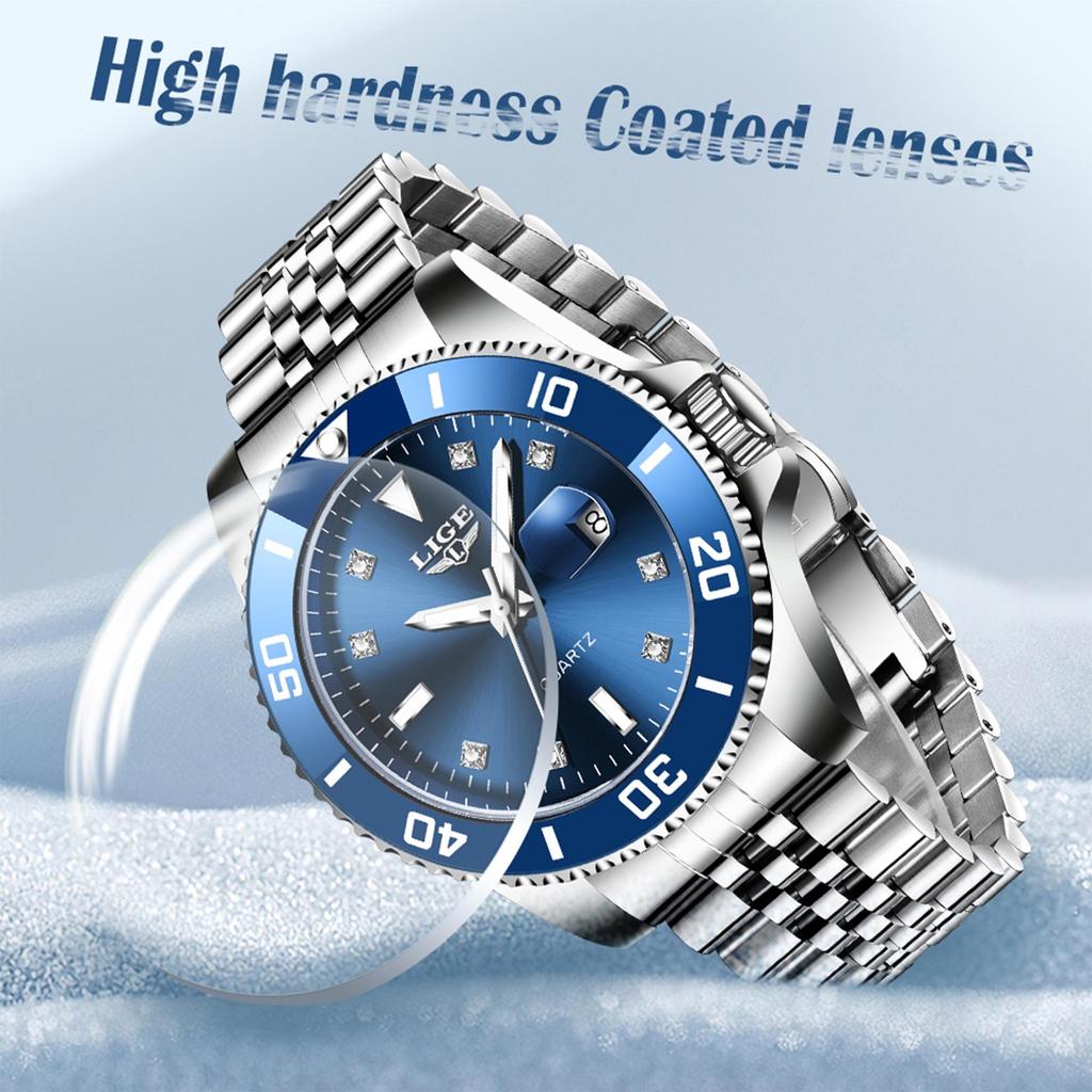 LIGE Новые лучшие брендовые роскошные мужские часы модные водонепроницаемые спортивные кварцевые часы с датой