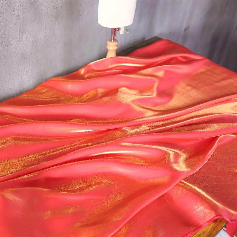 Smooth Gradient Reflective Fabric Shiny Per Meter for Shirt Skirt Wedding Dress Doll Clothes Diy Sewing Designer Cloth Soft Blue