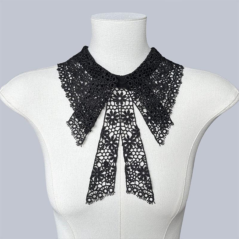 Vintage Embroidery Fake Collar For Women White Lace Hollow False Detachable Collar Lapel Shirt Tie Necklace Clothes Accessory