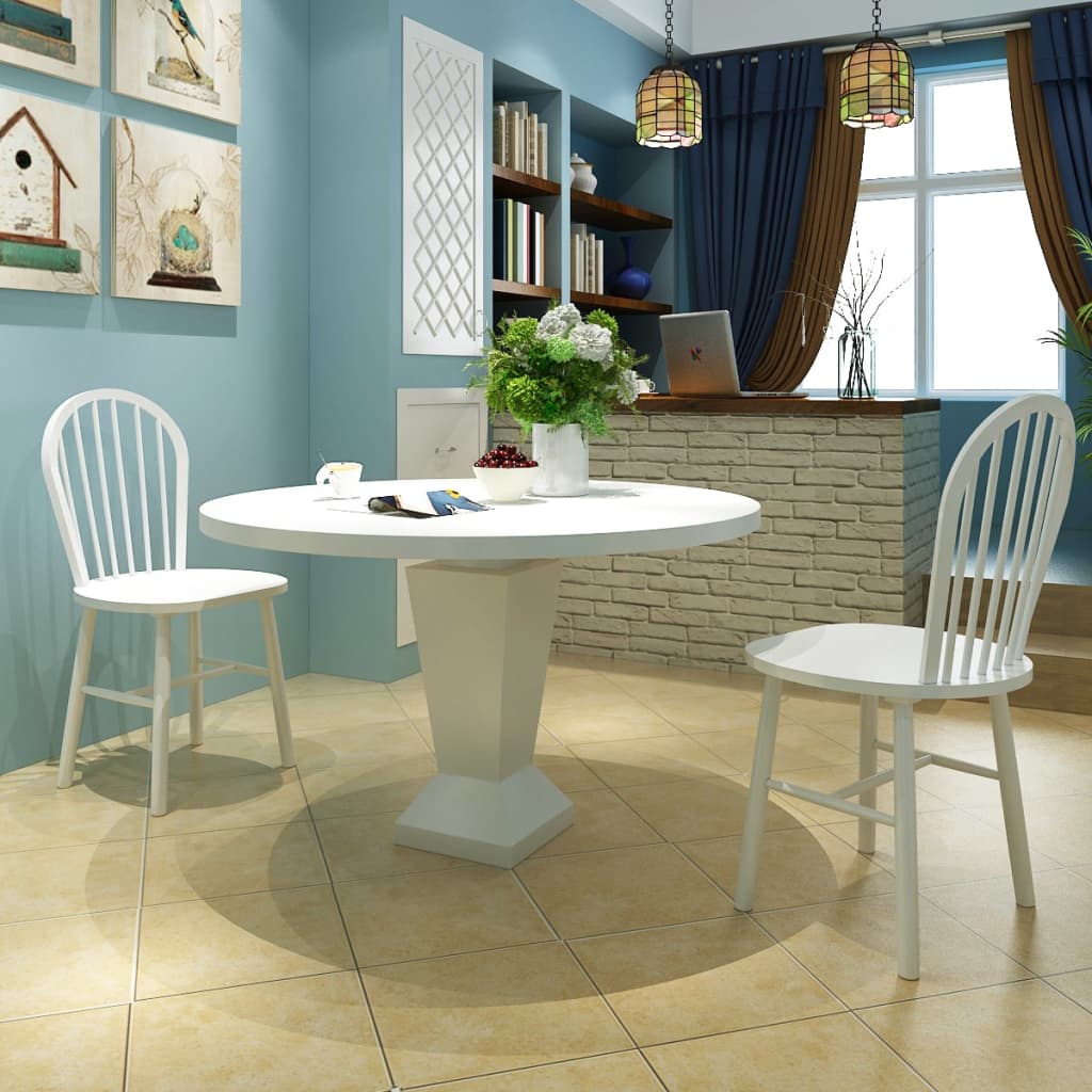 Dining Chairs 2 pcs White Solid Rubberwood