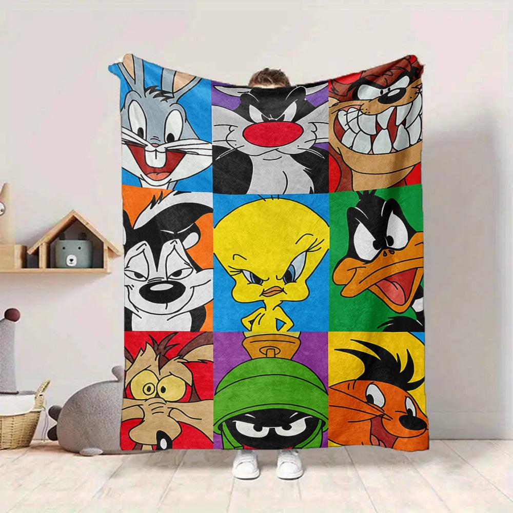 1pc Looney Tunes Blanket Lightweight Flannel Throw For Sofa, Bed, Travel, Camping, Livingroom, Office, Couch, Chair, And Bed