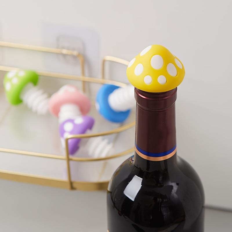 Цветные грибковые пробки для винных бутылок, Яркие силиконовые пробки с игривыми дизайнами, Идеально подходят для бутылок красного вина, масла и уксуса