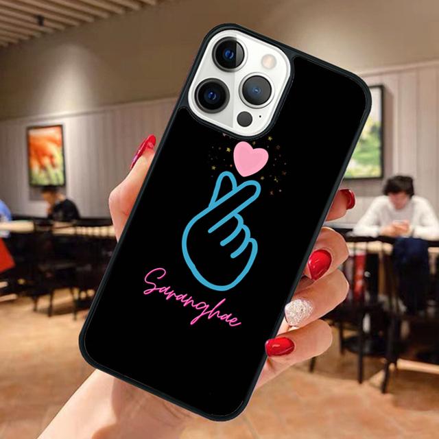 Милый корейский Saranghae Я люблю тебя Чехол для телефона Для iPhone 17 Air 14 15 16 13 12 Max Чехол Для Apple 11 Pro Max Plus Coque