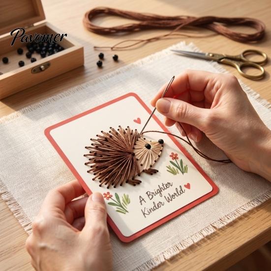 Fun Holiday Activities Garden Animal Stitching Card Kit, DIY Stitch by Handmade Greeting Cards Hand, Thread Embroidery Kit for Adults Beginners Craft