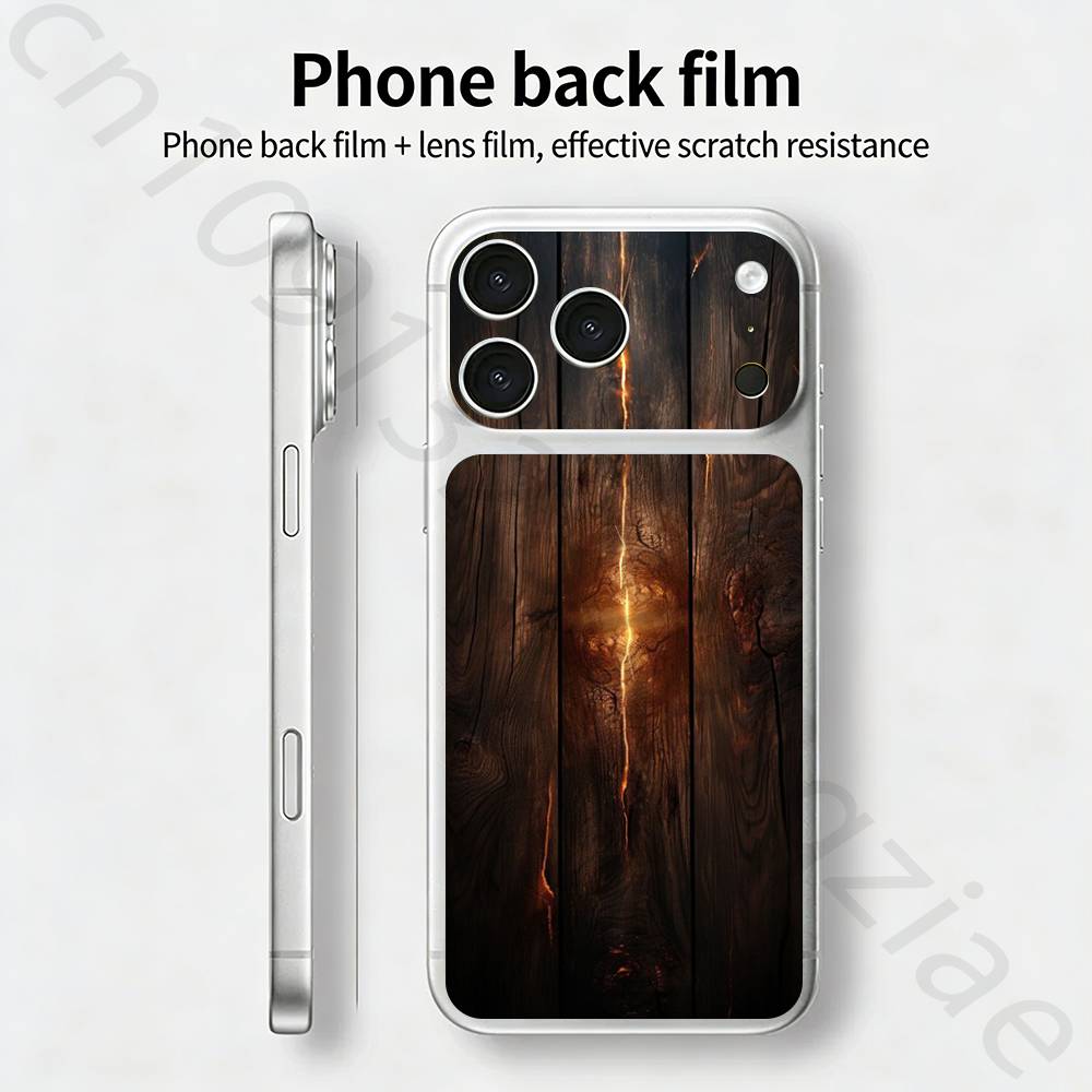 Натуральное дерево Для iPhone 17 pro Max /17 pro Полное покрытие Наклейка Кожаная Обложка 3D Цветная Задняя Защитная Пленка-Наклейка