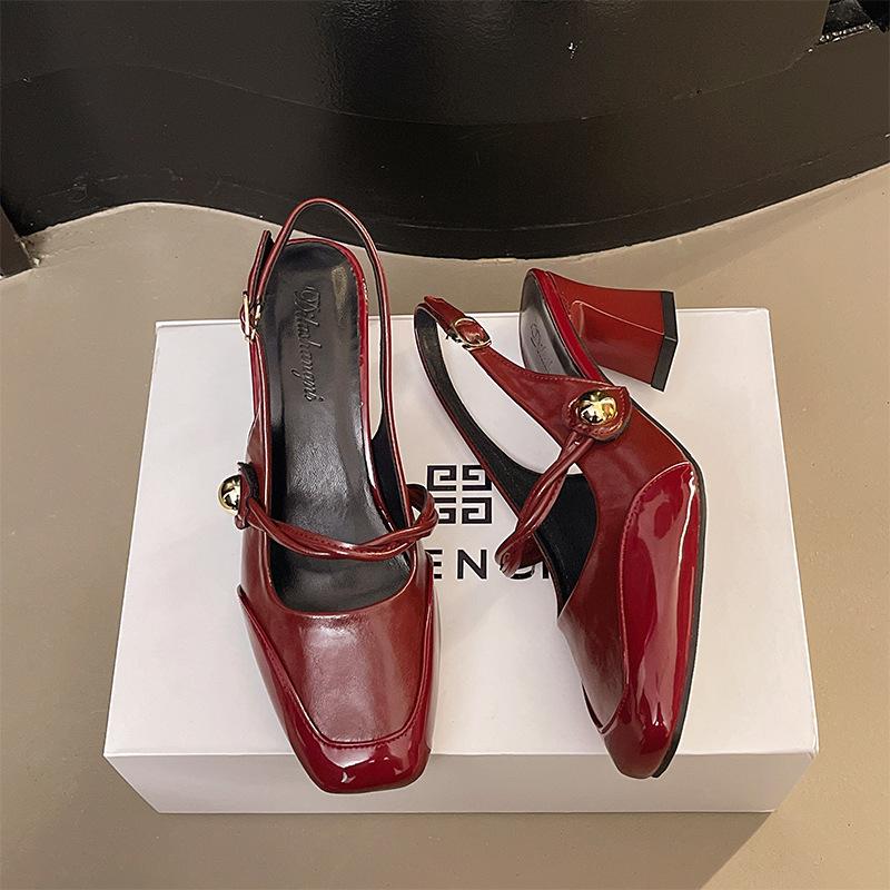 Туфли-лодочки с квадратным носком и неглубоким вырезом, с пустым верхом, на толстом каблуке, женские летние новые ретро, на среднем и высоком каблуке, Мэри Джейн