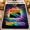Flannel BlanketNew York Rangers Custom Name Text Personalized Soft Warm Throw Blanket Home Decor Gift