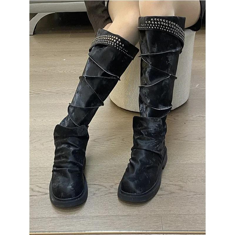 Западный Ковбойский Botas Mujer Модные Женские Новые Рок Высокие Каблуки Подиумные Кроссовки для Взрослых Женщин Элегантный Стиль