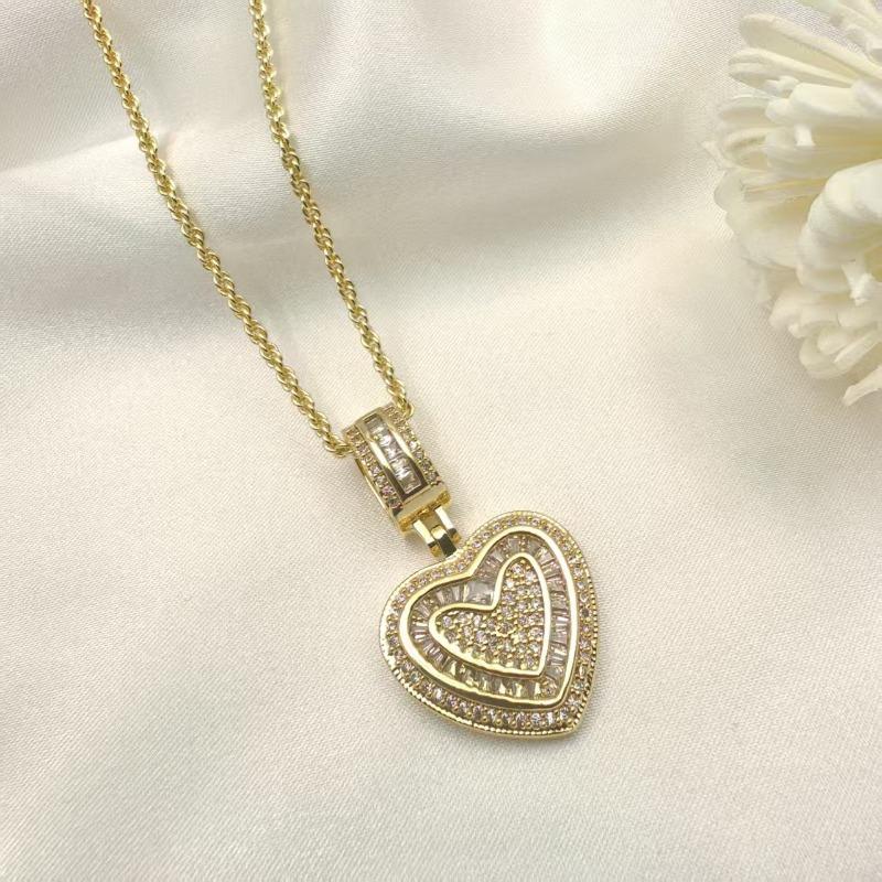 Meier Bestselling rock candy heart pendant necklace - european & american ins style, versatile copper inlaid with cubic zirconia heart jewelry