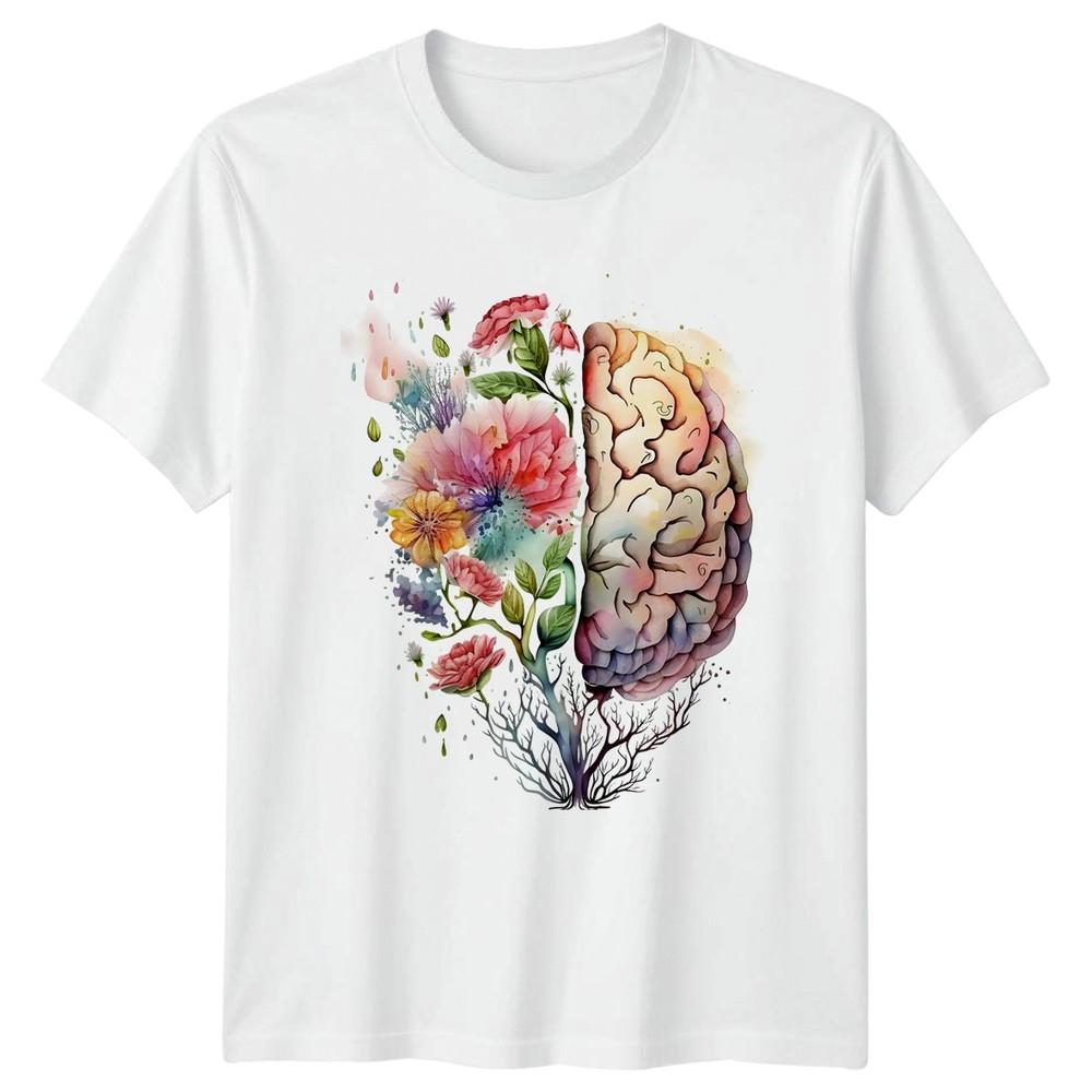 Floral Brain Art Unisexs TShirt Wellness Unisextal Health Christmas Gift For Her