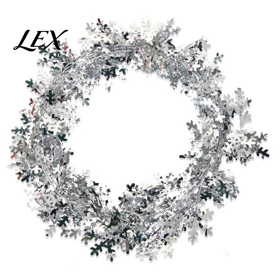 Lightweight Bendable Garland 24.6FT Christmas Wire Garland, Red Green Leaves/Striped Candy/Snowflake Shiny Tinsel Window Lintel Greenery Garlands for