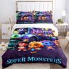 Custom Name Super Monsters Bedding 3 Piece Set HD Print Duvet Cover Pillowcases for Teens Adult Bedroom Decoration Christmas Gift