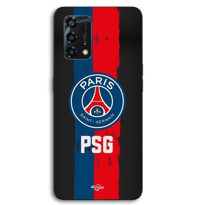 Coque pour téléphone - MANIACASE - Oppo A95 - Silicone TPU - Noir - Motif PSG logo