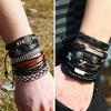 6шт ретро мужские искусственная кожа хип поп-панк череп лист оплетка браслет наручные украшения