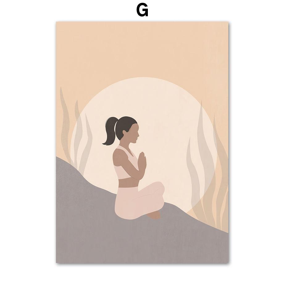 Boho Lotus Yoga Girl Медитация Успокаивающий Дзен Холст Картина Скандинавские Плакаты Печать Настенные Картины Для Гостиной Домашний Декор