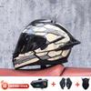 Full Face Motorcycle Helmet With External Bluetooth Module Men Women Large Rear Wing Sport Style DOT Approved