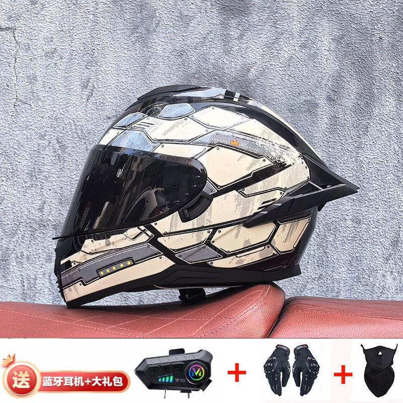 Full Face Motorcycle Helmet With External Bluetooth Module Men Women Large Rear Wing Sport Style DOT Approved