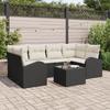7-Piece Garden Sofa Set with Black Poly Rattan Cushions, 2-Seater Garden Sofa with Storage 3354606