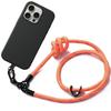 Чехол - Силиконовый - для iPhone 16 Pro - Тонкий - Черный - Съемный оранжевый ремешок-шнурок