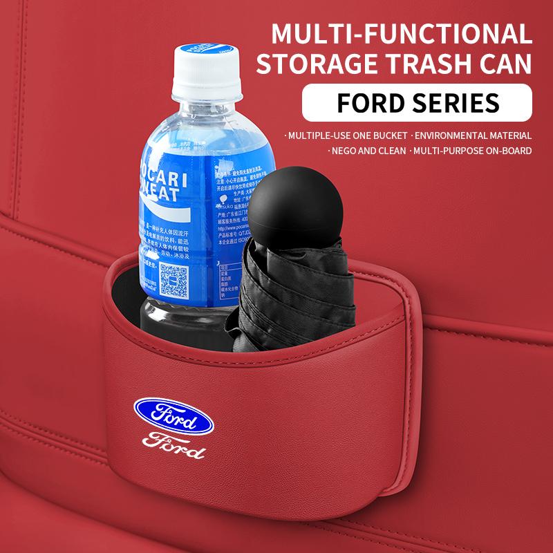 BBBK3 For Ford Mondeo Focus Explorer Escape Kuga Everest Bronco F-150 Ranger Transit Car Leather Storage Box Garbage Container