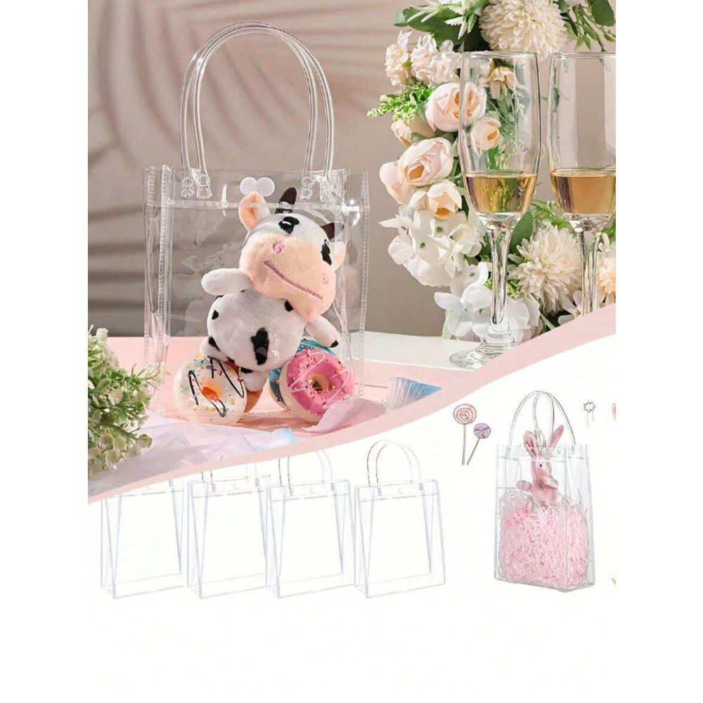 1 шт. Пластиковые подарочные пакеты с ручками, Многоразовые прозрачные сумки-тоут из ПВХ на кнопке для Дня матери, Пасхи, Рождества, Свадьбы