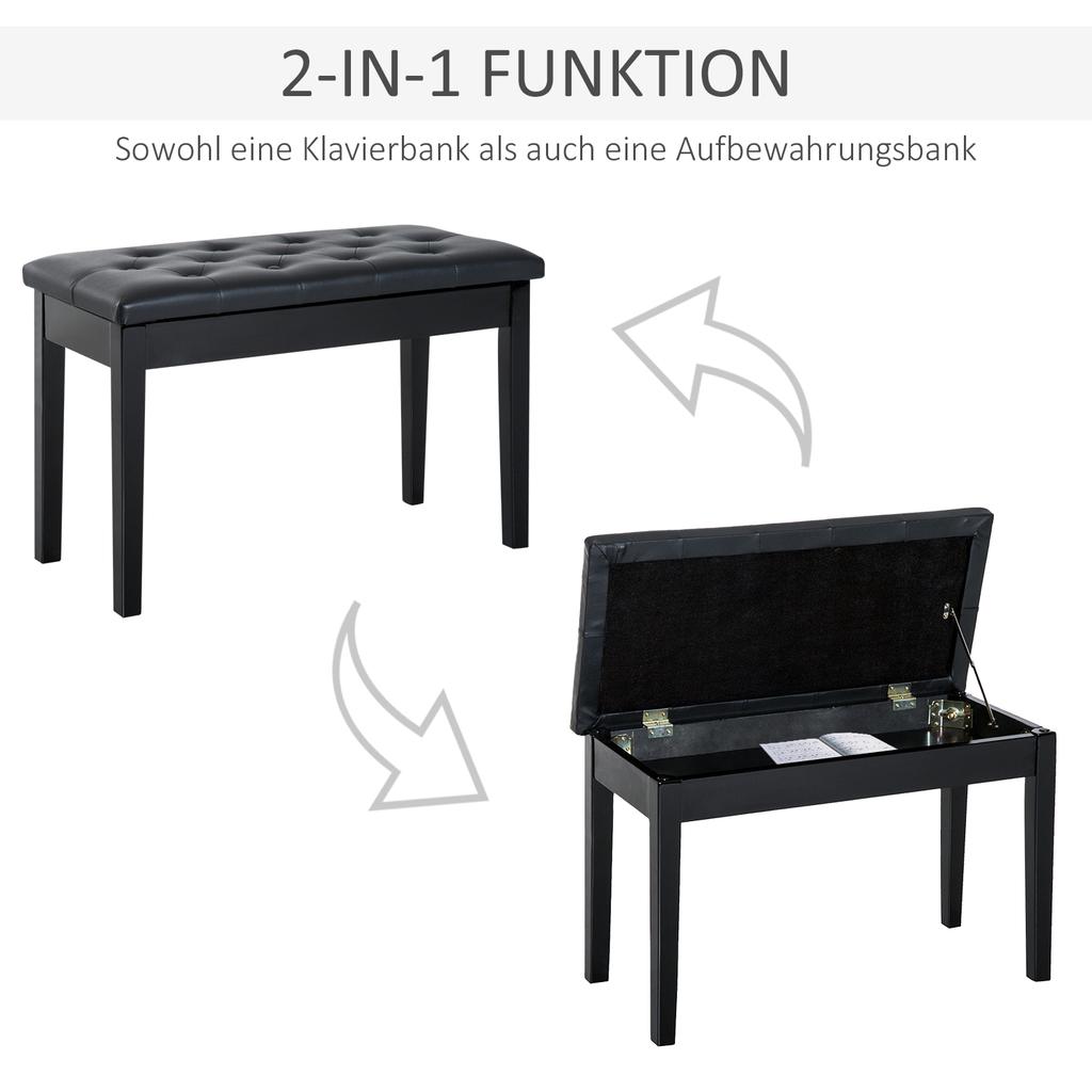 PU Leather Upholstered Piano Stool Makeup Stool Bench Dressing Table Seat with Storage 76x36x50cm, Black