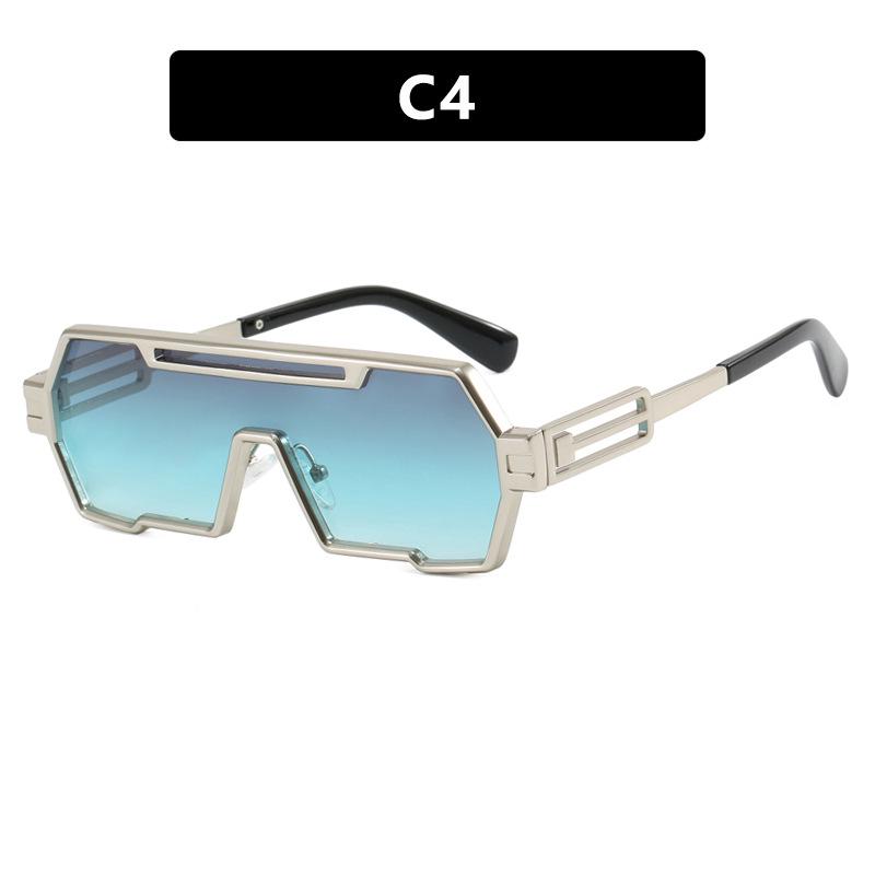 Men's Retro Steampunk Polygon Sunglasses - One-Piece, Irregular, High-End Street Style