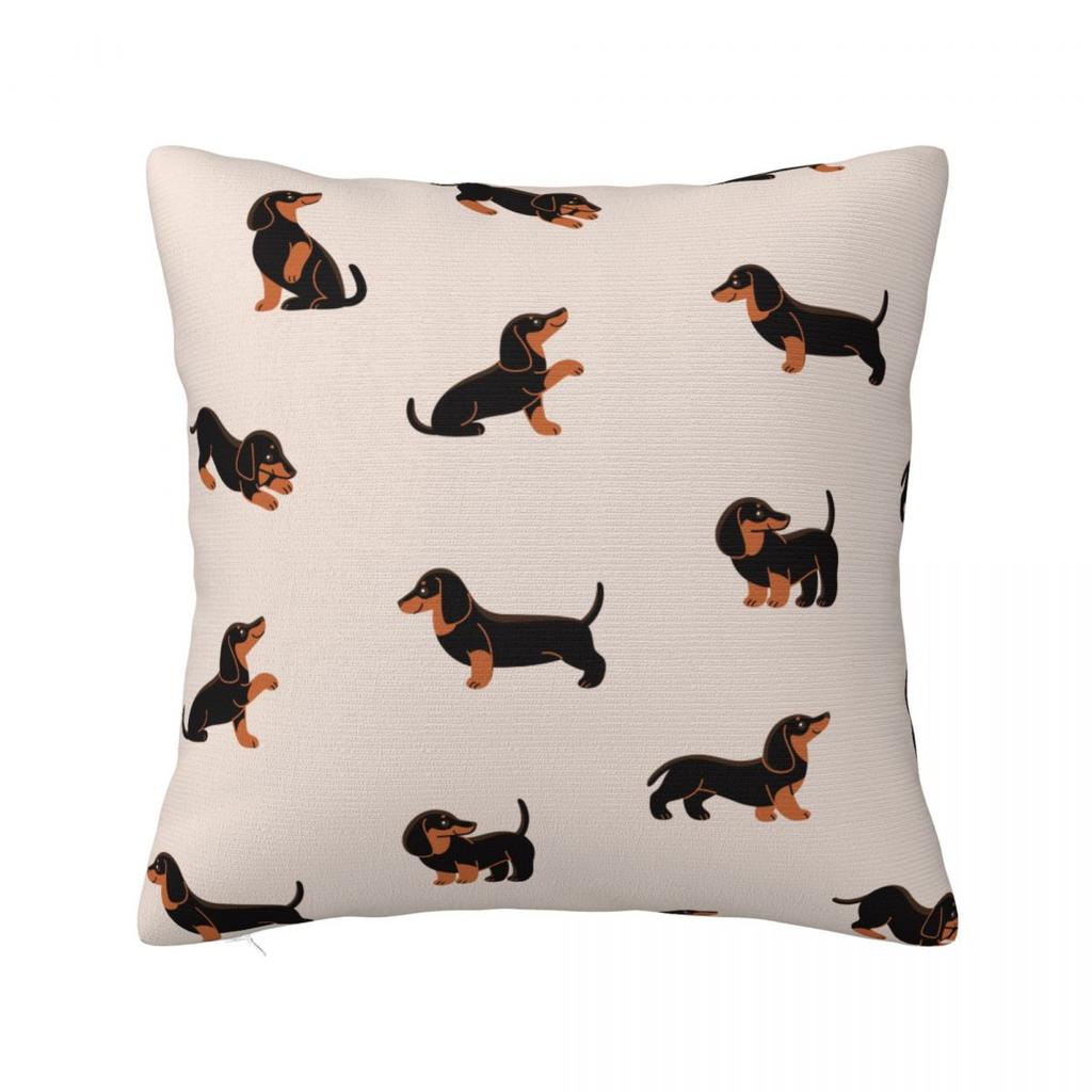 Dachshund Dog Art Throw Pillow Cover Polyester Throw Pillow Wiener Sausage Doxie 4545cm Pillowcase