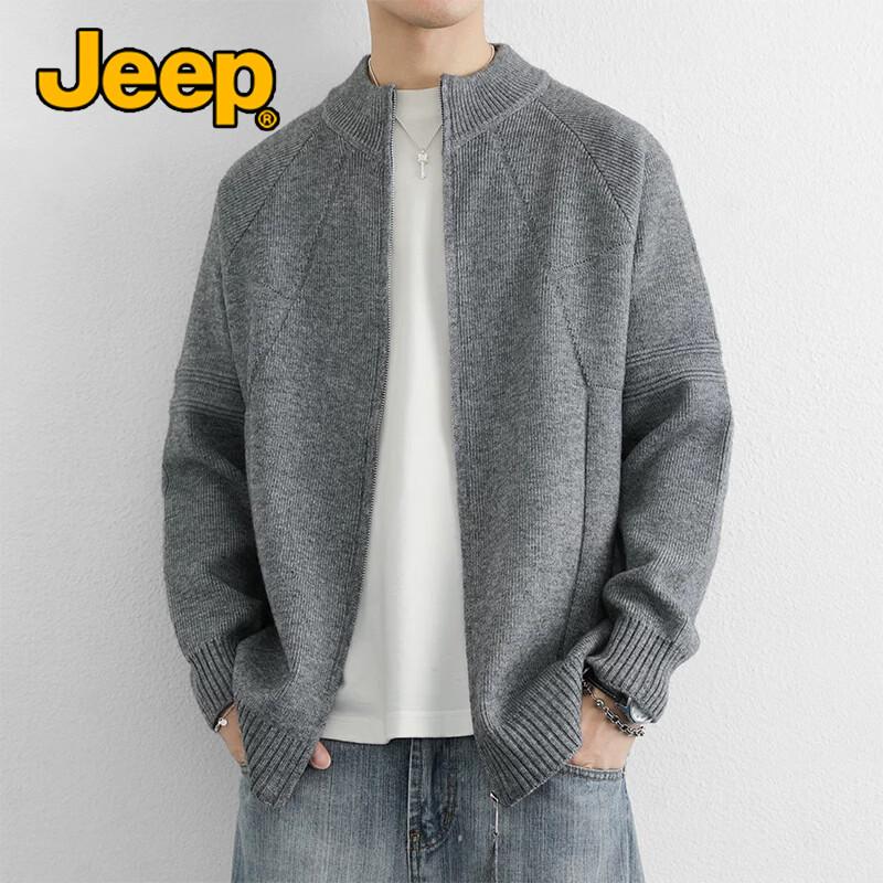 JEEP Men's American-Style Relaxed Knit Zip-Up Cardigan
