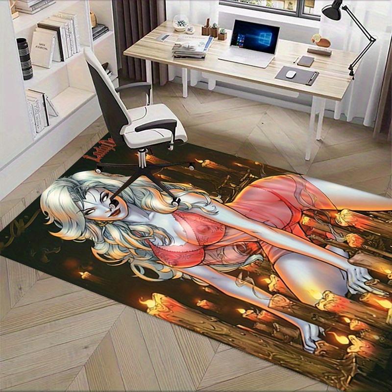 1pc Lady Death,Candles,Gothic Office Carpet Soft Polyester Entrance Carpet Washable Non slip Machine