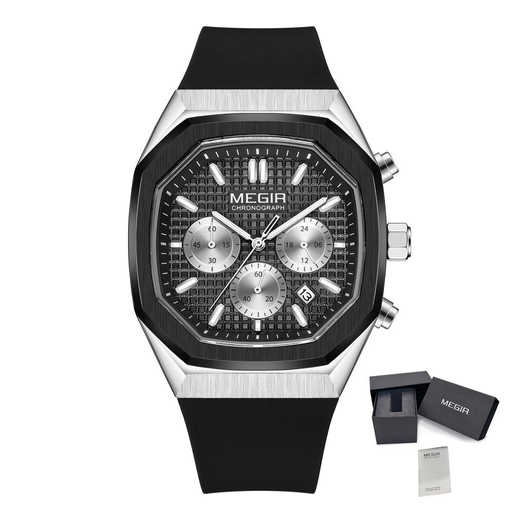 MEGIR Fashion Sport Military Watches for Men Top Luxury Quartz Wristwatch Silicone Strap Waterproof Date Clock Reloj Hombre 2215