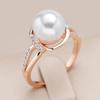 Personality Gold Silver Color Rings Synthetic Pearl Hollow Inlay Zircon Rings for Women Light Luxury Wedding Daily Jewelry
