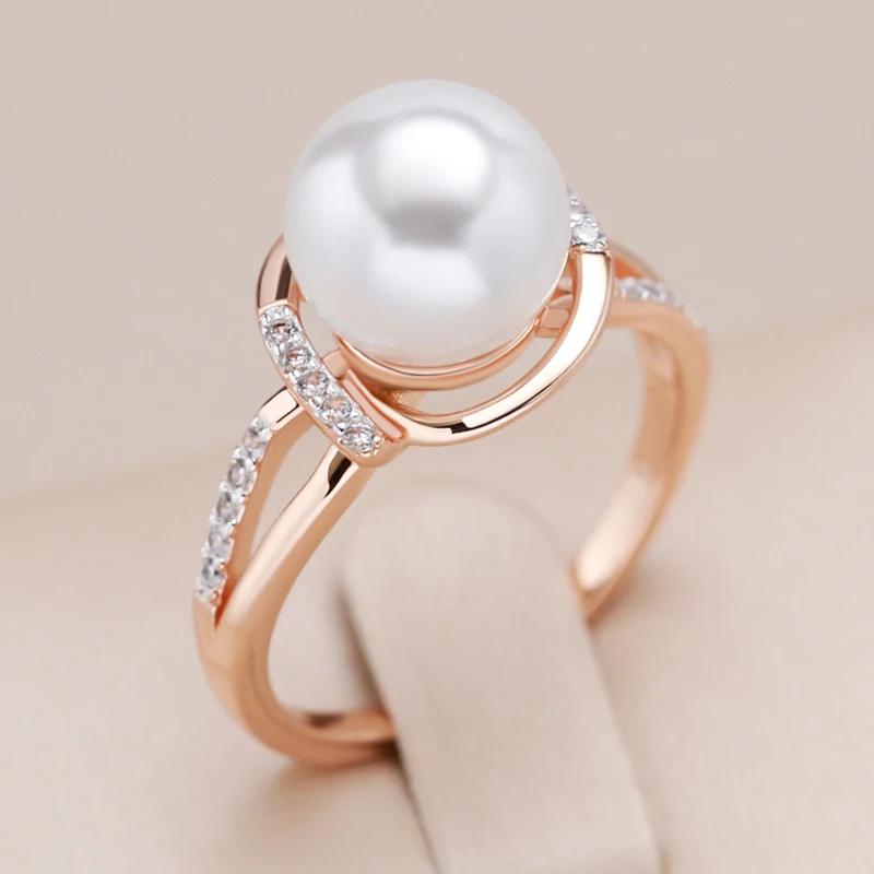 Personality Gold Silver Color Rings Synthetic Pearl Hollow Inlay Zircon Rings for Women Light Luxury Wedding Daily Jewelry