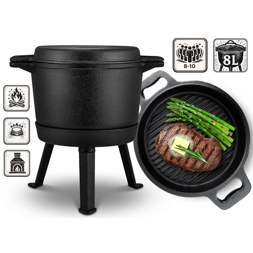Cast Iron Cauldron Disassembled Pot & Grill Pan 348000