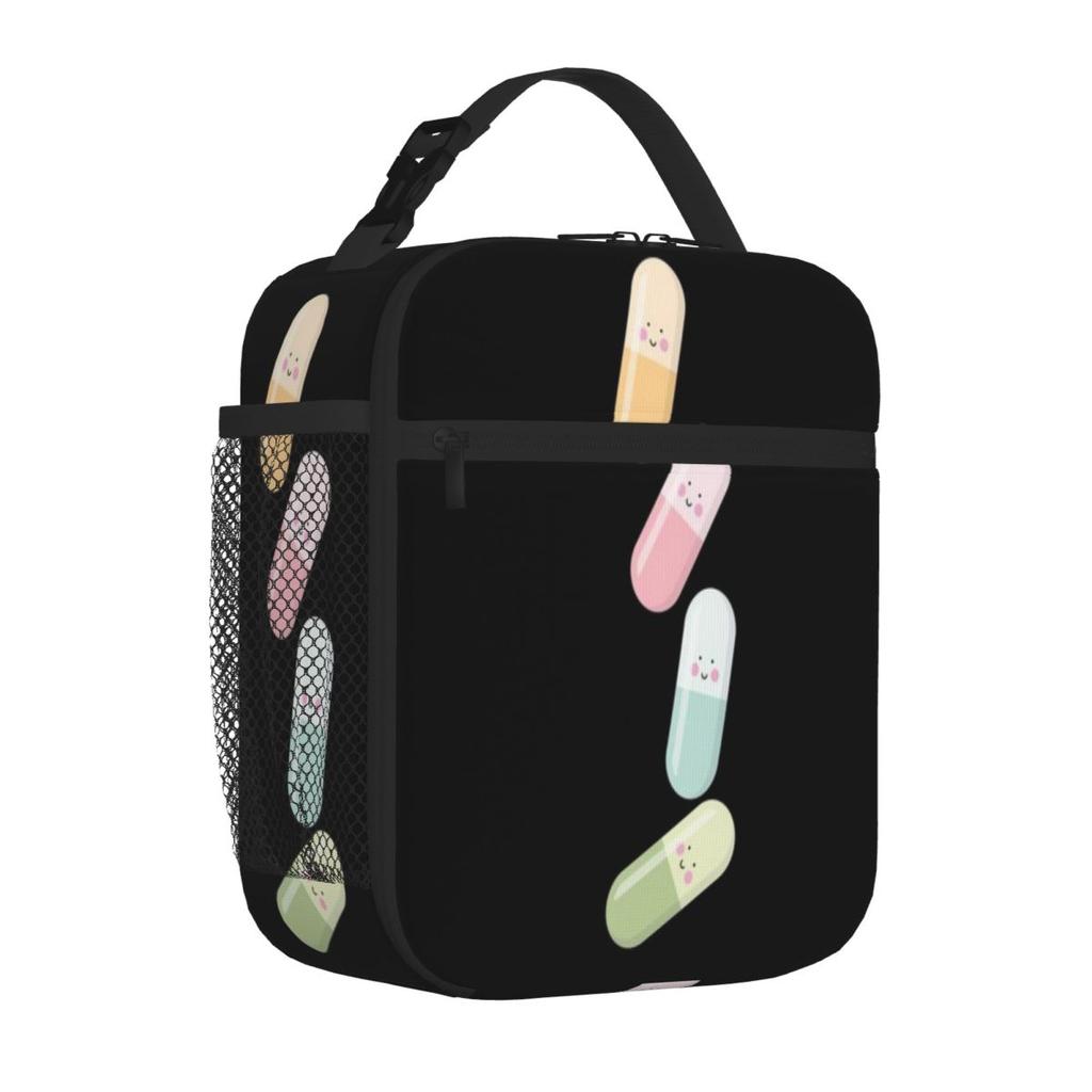 Bestselling Falling Cute Pills Trendy Neoprene Lunch Bag Long Drive Leakproof Lunch Bag