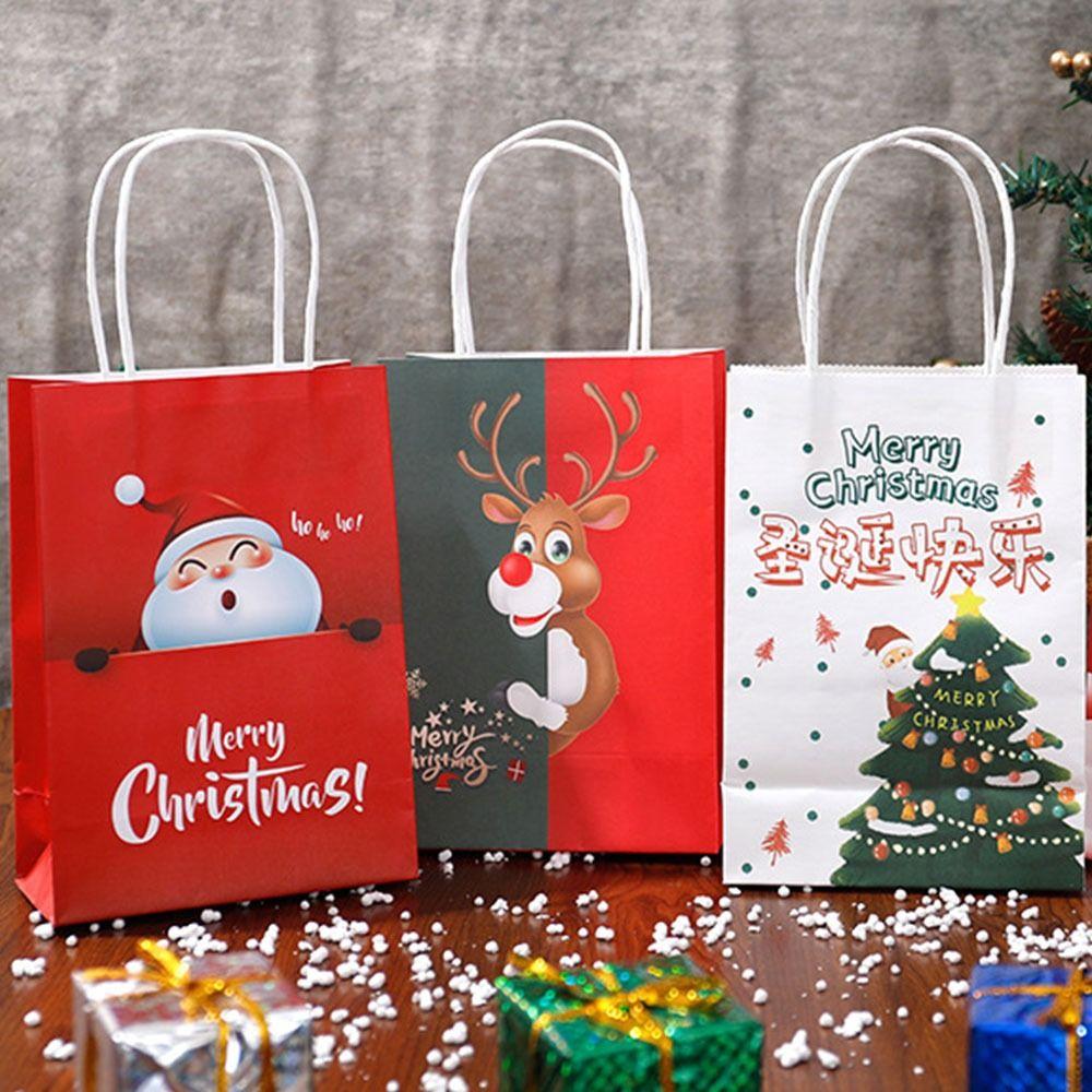 2pcs Cartoon Christmas Gift Bag Cute Packaging Bag Interesting Christmas Eve Candy Bag  Home