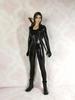 Compatible with TBLeague Body for Scale Action Figure DMTOYS Beautiful Woman Sexy Black Black Leather Style Long Sleeve Top Open Chest Jumpsuit Shoes