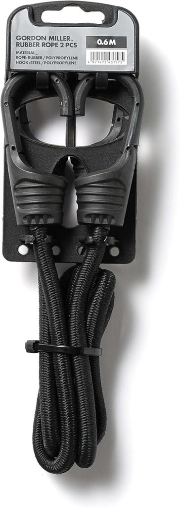 GORDON MILLER 33300 Rubber Rope for Cars with Hooks 0.6 M X 2 Piece Set, Black