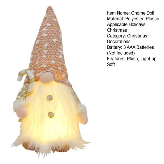 Рождественский гном, кукольное украшение, светящаяся плюшевая фигурка гнома, безликий гном с огнями, украшение для каминной полки праздничного стола