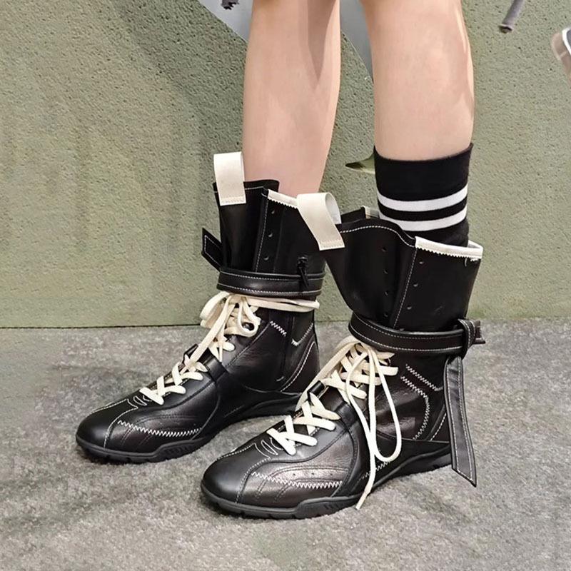 Версия из коровьей кожи~ Ботинки Мартина на плоской подошве с внутренней высотой, женские 2025, новые боксерские ботинки из матовой кожи на шнуровке, короткие ботинки, немецкие тренировочные ботинки