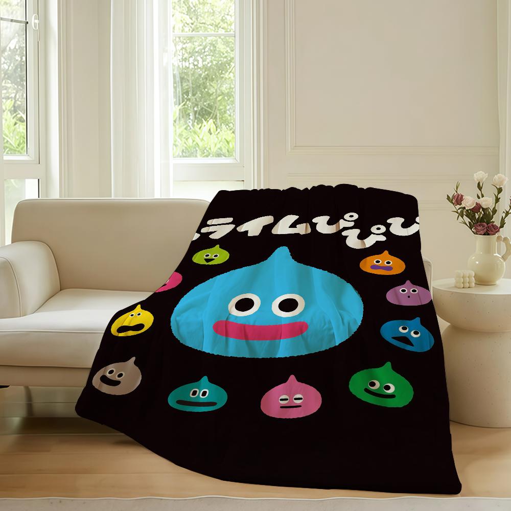 Cute game S Slime D Dragon Q Quest Blanket For Sofa Office Bed Plane Travel Sleep Read Relax Camping Soft And Warm