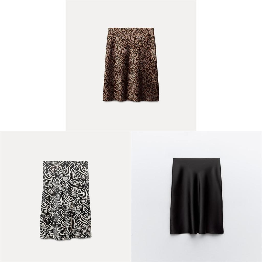 Ice Linen Satin Embroidered A Line Mini Skirt With Print Design For Spring