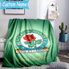 Custom Name Blackburn Rovers Fc Crest Flannel Blanket, Use for Birthday/Holiday Gift, Soft Blanket for Sofa/Bed/Camping/Office, Home Decor