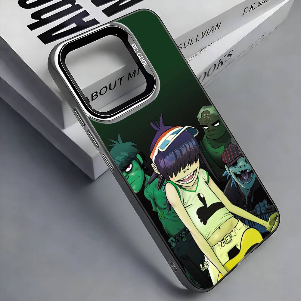 Rock Band G-gorillaz Colorful Silver Back Phone Case For IPhone 17 16 15 14 13 12 11 Plus Pro Max Plus
